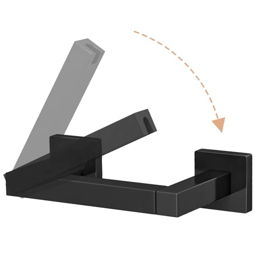 FEILERN Toilet Paper Holder Matte Black Wall Mounted Post Pivoting Square Tissue Holders Roll Holder Hangers for Bathroom Commercial Toilet Paper Dispenser - color: Black, size: 1 Pack