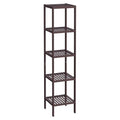SONGMICS Bamboo Storage Shelf, 5-Tier Shelving Unit, Multifunctional, in the Entryway, Bathroom, Living Room, Balcony, Kitchen, 13 x 13 x 57.5 Inches, Brown UBCB55Z - color: Brown, size: 5 Tiers (13"D x 13"W x 57.5"H)