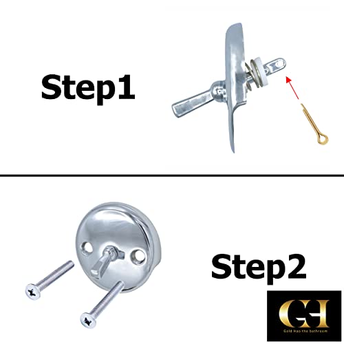 Bath Tub Waste Overflow Drain Trip Lever Face Plate for Bathtub with Matching Screws for Faceplate (Chrome) - color: Chrome