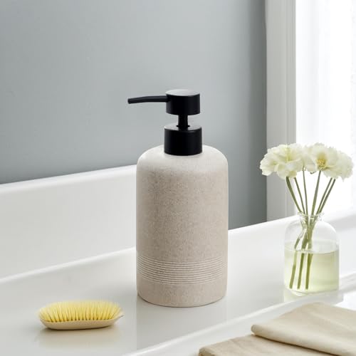 Soap Dispensers 400ML 13OZ, 2 PCS Hand Dish Lotion Shampoo Lotion Soap Dispenser Jar, Resin Premium Thick Soap Pump Bottles for Kitchen Bathroom Countertop (Beige) - color: Beige