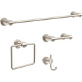 Delta 4-Piece SpotShield Brushed Nickel Bathroom Set Towel Rack, Ring, Toilet Paper Holder, Hook | Nicoli Bath Accessories - color: Spotshield Brushed Nickel