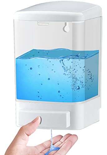 Manual Soap Dispenser Bathroom Kitchen Wall Mounted Commercial Soap Dispenser for Liquid Containers Shampoo Gel Chamber Plastic - (33.8 oz) 1000ml - color: White&transparent