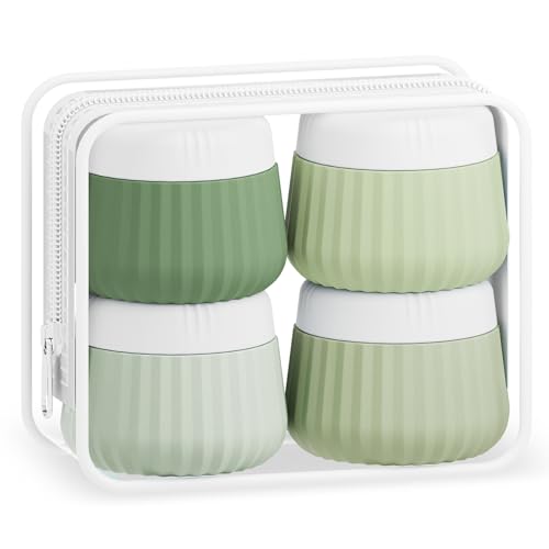 Mrsdry Travel Containers for Toiletries 4 Pack, TSA Approved Travel Size Toiletries, With Clear Bag Leak Proof Silicone Jars, Creams Jars Carrying Small Items - color: Water Green, size: 3 oz
