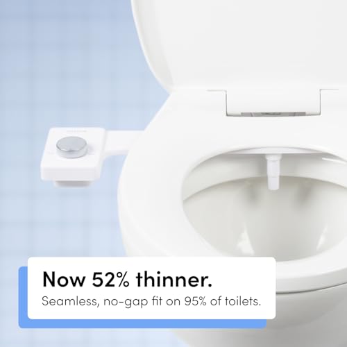 TUSHY Fresh Ultra-Slim Starter Bidet Attachment for Toilet | Non-Electric, Adjustable Water Pressure, Cool Water Rear Wash, Self-Cleaning | Fits Elongated & Round Toilets, Easy 10 Min Install, Bamboo - color: Bamboo Knob, style: Single Nozzle