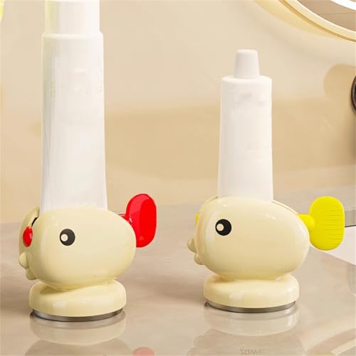Cute Whale Toothpaste Squeezer,Suction Cup Manual Toothpaste Squeezer,Multifunction Manual Rotate Toothpaste Dispenser Bathroom Accessories Sets Products (Yellow) - color: Yellow