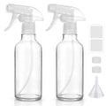 Glass Spray Bottles 12oz Empty Spray Bottle Mist/Stream Spraying Small Refillable Containers for Hair Care, Cleaning Solutions, Plants, Essential Oils 2 Pack (Clear, 12oz) - color: Clear, size: 12oz
