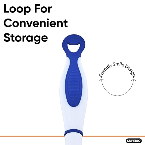 Superio 6” Window Squeegee with Grip Handle and Hanging Hook. (Blue) - color: Blue
