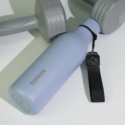 BJPKPK Insulated Water Bottles, 18 oz Stainless Steel Metal Water Bottle with Strap, BPA Free Leak Proof Jugs, Mugs, Flasks, Reusable Thermal Flasks for Sports & Travel, Mist Grey - color: Mist Grey, size: 18 Ounces, style: 18oz