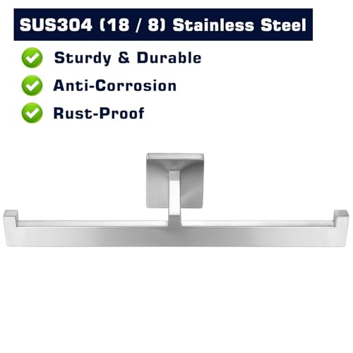 Double Toilet Paper Holder Brushed Nickel, SUS304 Stainless Steel Square Dual Rolls Tissue Holder Wall Mounted for Bathroom Holding Mega Rolls, Commercial 2 in 1 Toilet Paper Holder Load Double Rolls - color: Brushed Nickel