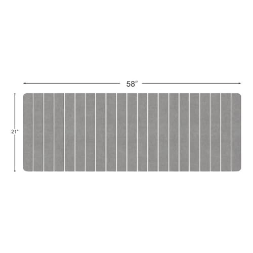 Pemberly Row 58x21 Modern Diatomite Stone Bath Mat, Gray Finish, Quick Drying Slatted Design, Highly Absorbent for Bathroom Floor or Shower Use, Extra Large Size