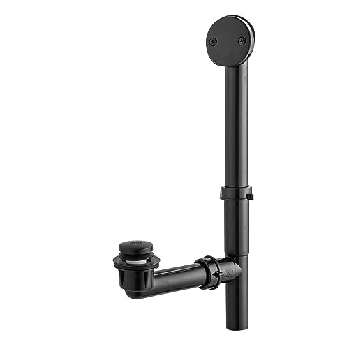 Artiwell 1-1/2" Black Tubular Bath Drain Kit with Tip-Toe Bath Drain Stopper, Touch-Toe Tub Drain, Tip Toe Bathtub Drain Waste and Overflow with Plug and Bathtub Overflow Drain Cover, Matte Black - color: Matte Black