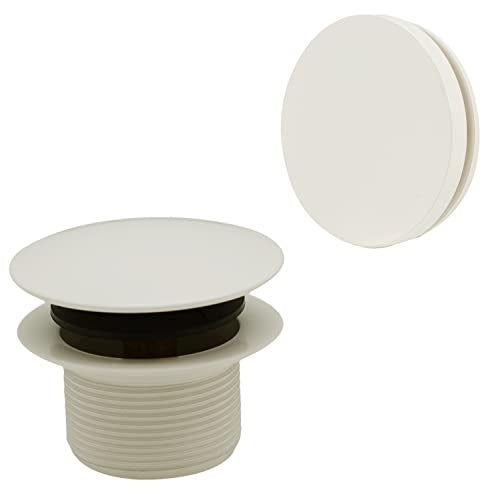 Westbrass D398RK-65 1-1/2" NPSM Coarse Thread Mushroom Tip-Toe Bathtub Drain Stopper with Illusionary Overflow Faceplate, Powder Coat Biscuit - color: Powder Coat Biscuit, size: 1 Pack