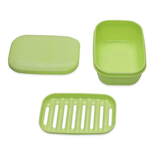 Soap Dish 2 Pack Waterproof Portable Soap Case Tray for Travel, Home, Outdoor, Camping, Gym - Light Green - color: Light Green