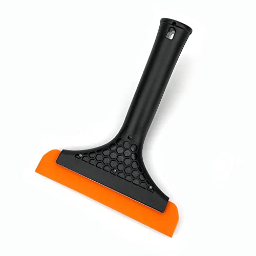 Super Flexible Silicone Squeegee, Auto Water Blade, Water Wiper, Shower Squeegee, 5.9'' Blade and 7.5'' Long Handle, for Car Windshield, Window, Mirror, Glass Door - color: Black