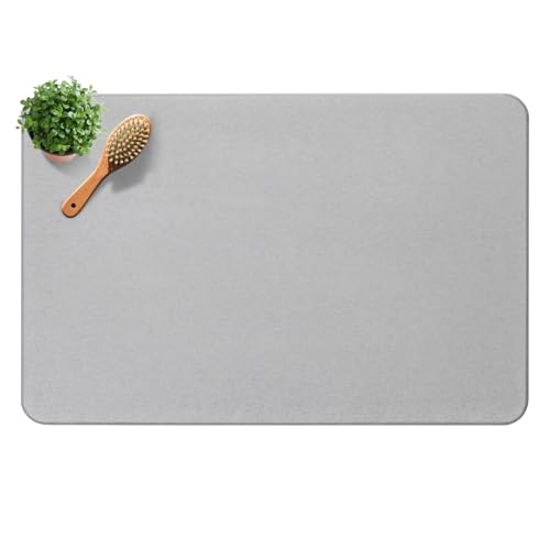 Diatomite Stone Bath Mat, Premium Non-Slip Natural Diatomaceous Earth Bathtub Quick Drying Mats for Bathroom Floor (23.6" x 15.4" Light Gray) - color: Light Grey, size: 23.6" x 15.4"