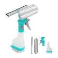 4 in 1 Window Cleaning Kit, Professional Window Vacuum Squeegee with Spray Bottle, Cleaner Brush Tools for Shower Wall Mirror Glass Car Windshield Countertop