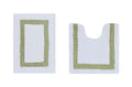 Better Trends 100% Cotton Hotel Collection Bath Mats Set, White & Sage Mats - Tufted, Reversible & Absorbent & Machine Washable 2 Piece Bathroom Rug Set, Toilet Base & Sink Bath Mat Rug - color: White & Sage, size: 2 Piece Set (17" x 24" | 20" x 20")