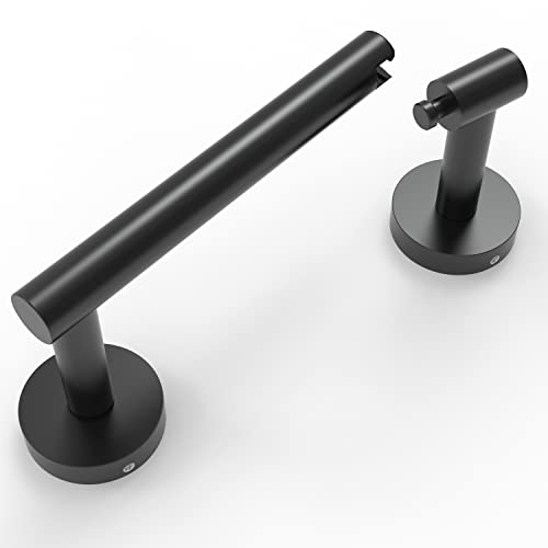 Ruacq Toilet Paper Holder Matte Black Double Post Pivoting Round Tissue Holders Roll Holder Hangers Toilet Paper Holders SUS 304 Stainless Steel Modern Wall Mounted - color: Matte Black, size: Classic