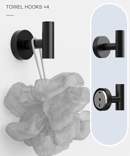 Matte Black Bathroom Hardware Accessories Set 5 Pcs SUS304 Stainless Steel Towel Rack and Toilet Paper Holder Set 26 Inch Towel Bar Set Wall Mounted by HOMEMYSTIQUE - color: Matte Black, size: 5 Pieces