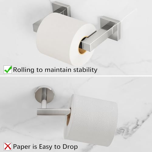 FEILERN Toilet Paper Holder Wall Mounted Post Pivoting Square Tissue Holders Roll Holder Hangers for Bathroom Commercial Toilet Paper Dispenser, Brushed Nickel - color: Brushed Nickel, size: 1 Pack