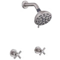 2 Handle Shower Faucet,Wall Mounted Two Handles Shower Faucet Set with 8 Modes Rainfall Shower Head,2 Knobs Single Function Shower Trim Kit with Rough-in Valve,Brushed Nickel - color: Brushed Nickel, style: 2 Handles-Single Function