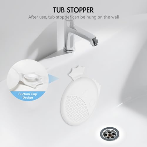 TRAPMATE Bathtub Drain Stopper, Patented 5.9" Suction Tub Plug Drain Cover for Shower, Bath, Kitchen Sink, 3 Pack, White - color: White
