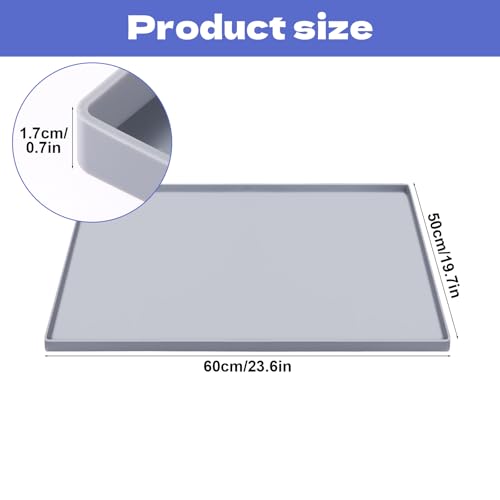 Bedside Commodes Mat, 23.6 x 19.7 Bedside Portable Toilet Mat with Raised Edge, Silicone Non-Slip Commode Toilet Pad Under Commode Chair Mat for Floor Protector
