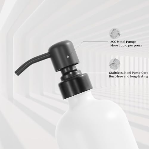 Prus Waso White Soap Dispenser Set, Contains Hand and Lotion Dispenser with Pump. Perfect for Guest Bathroom Decor. (White) - color: Black Pump & White Bottle