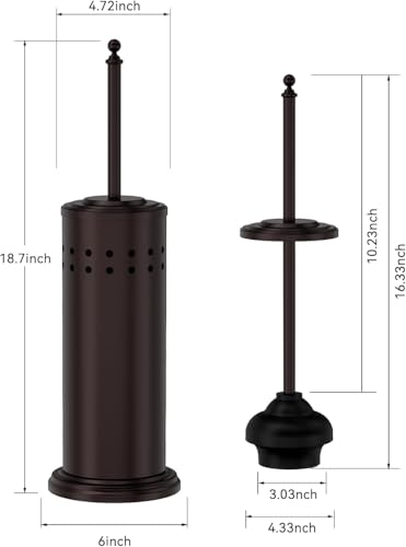 DOWRY Anti-Hand Off Toilet Plunger with Holder for Bathroom,Powerful Efficient Force Suction Cup,Heavy Duty, Deep Cleaning Bronze - color: Oil Rubbed Bronze