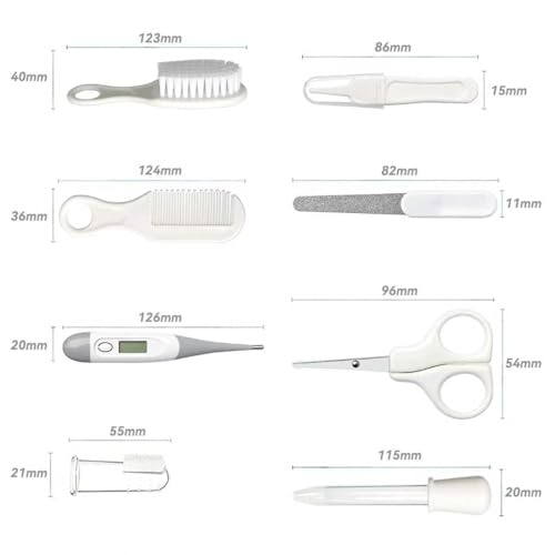 Baby Grooming Kit, Infant Safety Care Set with Hair Brush Comb Nail Clipper Nasal Aspirator,Baby Essentials Kit for Newborn Girls Boys (Grey White) - style: Grey White Grooming Kit