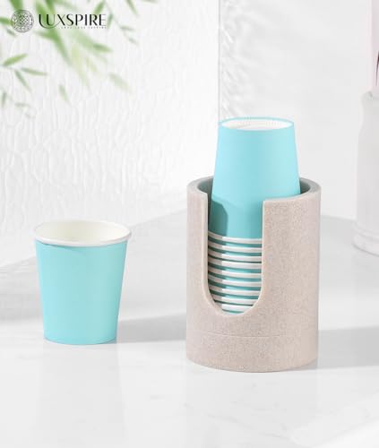 Luxspire Bathroom Cup Dispenser, 3oz Dixie Cup Dispenser, Resin Dixie Cup Holder, Disposable Paper Cup Holder for Bathroom, Cotton Pad Holder, Guest Bathroom Essentials, Beige - color: Beige, size: 3oz