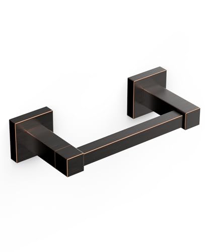 FORIOUS Toilet Paper Holder Wall Mount, Stainless Steel Rustproof Double Post Pivoting Tissue Roll Holder for Bathroom, Commercial Toilet Paper Dispenser (Oil Rubbed Bronze, Square) - color: Oil Rubbed Bronze