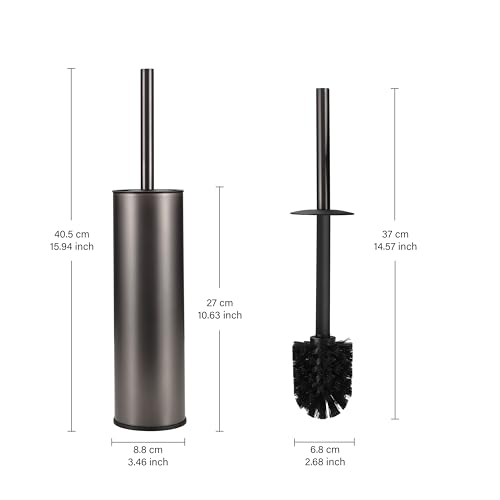 Toilet Brush and Holder Set Premium Material Toilet Bowl Cleaner Free Standing Toilet Bowl Brush and Holder 1pack Gun Grey - color: Gun Grey