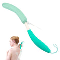 Back Scrubber for Shower，Mesh Sponge Body Shower Brush with Long Handle for Use in Shower Back Scrubber,Back Scrub for Exfoliating Body Scrubber or Shower Brush (Green and Green) - size: Green+Green Handle (YS0125)