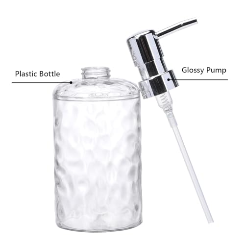 15oz Refillable Soap Dispenser with Rust Proof Pump – for Kitchen, Bathroom, Dispense Hand Soap, Lotion & Shampoo (Clear)
