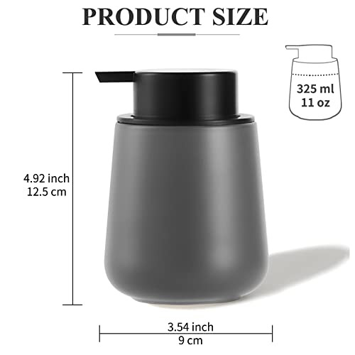 Bosilunlife Ceramic Foaming Soap Dispenser - 12Oz Bathroom Countertop Kitchen Dish Soap Pump Dispenser Foam Soap Dispenser - Matte Grey - color: Matte Grey