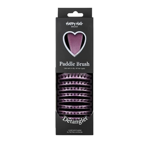 HAPPY HAIR BRUSH Happy Detangler Paddle Brush with Boar Bristles & Nylon Pins | Designed by Women to Detangle & Smooth Thick, Fine or Curly Hair | Pain-Free Slick Back Brush, Lightweight (Lavender) - color: Lavender