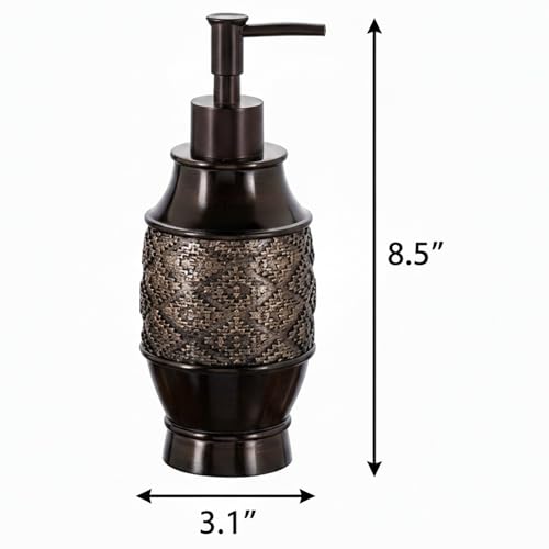 Creative Scents Dublin Brown Bathroom Soap Dispenser Set of 2 - Decorative Resin 8 Oz. Hand Soap and Lotion Dispenser Bottles with Durable Matching Pumps - Bathroom Countertop Accessories Decor - style: Soap dispenser set