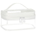 HAOGUAGUA Double Layer Clear Cosmetic Bag Makeup Bag, Waterproof Travel Toiletry Bag, Transparent PVC Pouch Organizer (White) - color: White