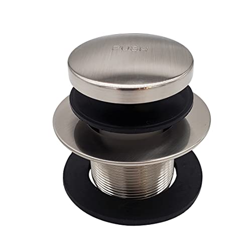 Westbrass A931K-07 Universal 1-3/8" Fine Thread Tip-Toe Bathtub Drain Plug Trim Set with One-Hole Overflow Faceplate and 1-1/2" Adapter Bushing, Satin Nickel - color: Satin Nickel