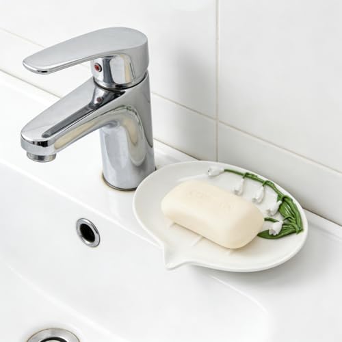 Flower Ceramic Soap Dish, Modern White Bar Soap Holder, Easy to Clean Multi-Purpose Soap Tray for Sponges, Jewelry, Bathroom Shower & Kitchen