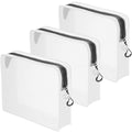 Qbily Clear Leak Proof Travel Bags for Toiletries 3 Pack, Super Soft Waterproof Leak Proof BPA Free, Semi-Clear Toiletry Cosmetic Makeup Bags for Travel, Approved Travel Toiletry Bag With Zipper