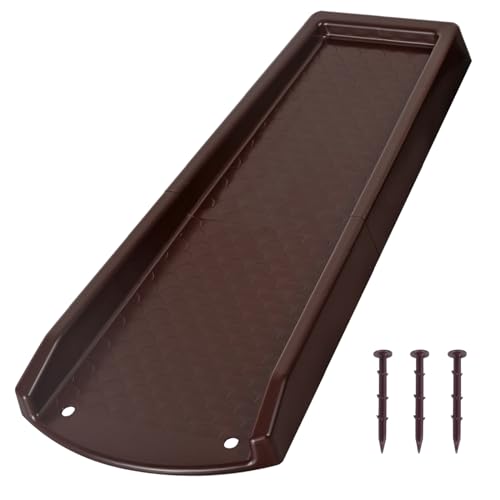 plusgutter Rain Gutter Downspout Splash Block, Gutter Downspout Extensions for Water Drainage, 24" Gutter Splash Guards Downspout Extender, Fixable Down spout Drain Trays with PE Nails(1 Pack, Brown) - color: Brown