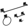 Ruacq 4 Pieces Bathroom Hardware Set Matte Black Square Stainless Steel and Zinc Alloy Modern Wall Mounted,18-Inch Towel Bar,Toilet Paper Holder,Towel Ring,Robe Hook,Bathroom Accessories Kit - color: Matte Black, size: 4pcs