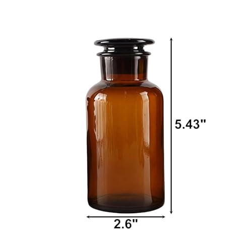 Lab Glass Storage Bottles with Lids, 3 Pcs 125ml Wide Mouth Glass Storage with Ground Stopper, Used for Lab, Home Decorative(Amber)