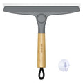 MR.SIGA All Purpose Silicone Squeegee for Shower Door, Mirror, Glass, Streak Free Shower Squeegee, Pivoting Bamboo Handle, Includes 1 Suction Hook, 10 inch Wide, Gray, 1 Pack - color: Gray