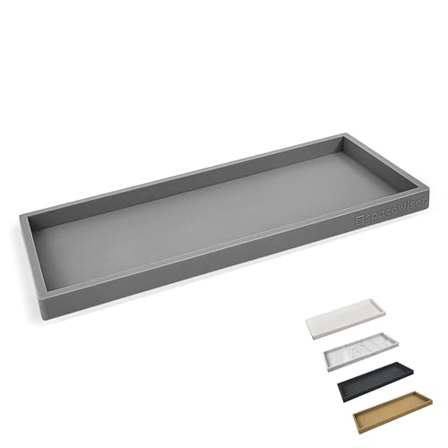Spacewiser Countertop and Vanity Tray - 11.7" Silicone Bathroom Counter Tray, Dish Soap Trays for Kitchen Counter, Sink Organizer Caddy Accessories, Drawer Toilet Plant Shower Makeup Mat Oil Holder - color: Modern Gray, size: Large 11.7”