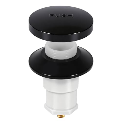 1 Pack 1068204 Bathtub Drain Stopper Replacement and Cover Compatible with Kohler Bathtub K-7272 K-7271 K-7259 K-7265, Bathroom Pop Up Tub Drain Stopper with 3/8'' Thread Studs (Matte Black Cover) - color: Matte Black Cover