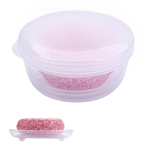 Travel Soap Container, Round Soap Case with Cover, Portable Bar Soap Holder | Leakproof Shampoo Bar Holder with Drainage Tray for Shower, Bathroom, Travel, Camp (Transparent White) - color: Transparent White