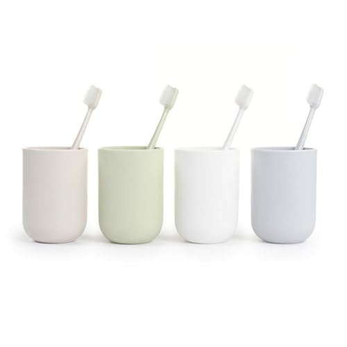Solid Color mouthwash Cup, Simple Solid Color Toothbrush Cups, Toothbrush Holder 1 Piece, 10 oz (300 ml)(White)
